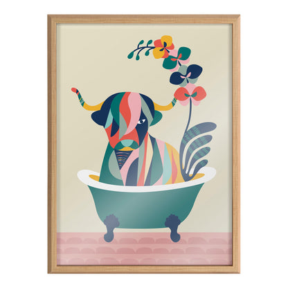 Blake Mid Century Modern Cow in Bathtub Framed Printed Glass by Rachel Lee of My Dream Wall