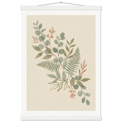 Sage Botanica Boho Botanical Print - A2 (42 x 59.4 cm) / Museum-Quality Matte Paper Poster with Hanger - White wall hanger - Sparkycare