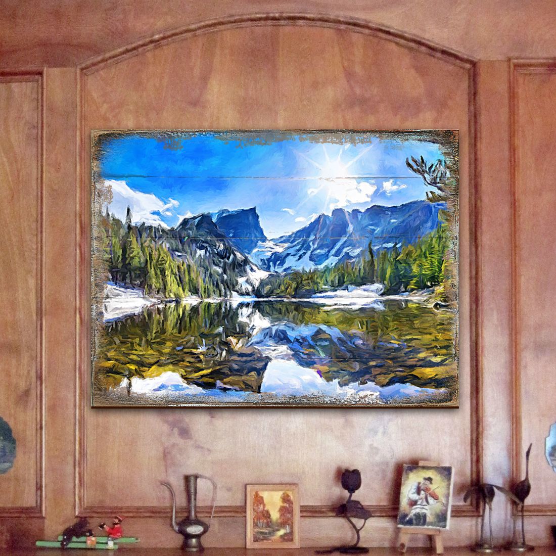 Forest Mountains Wooden Wall Art - Layered Birch Landscape