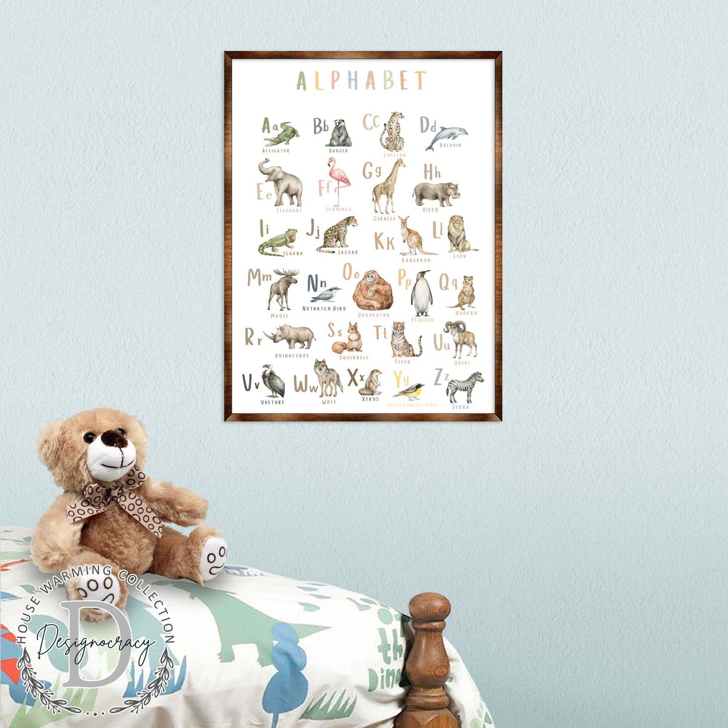 Animal Alphabet Wooden Kids Room Wall Art