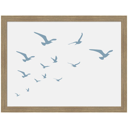 Seagulls framed wall art print on white background
