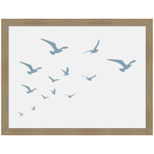 Seagulls framed wall art print on white background