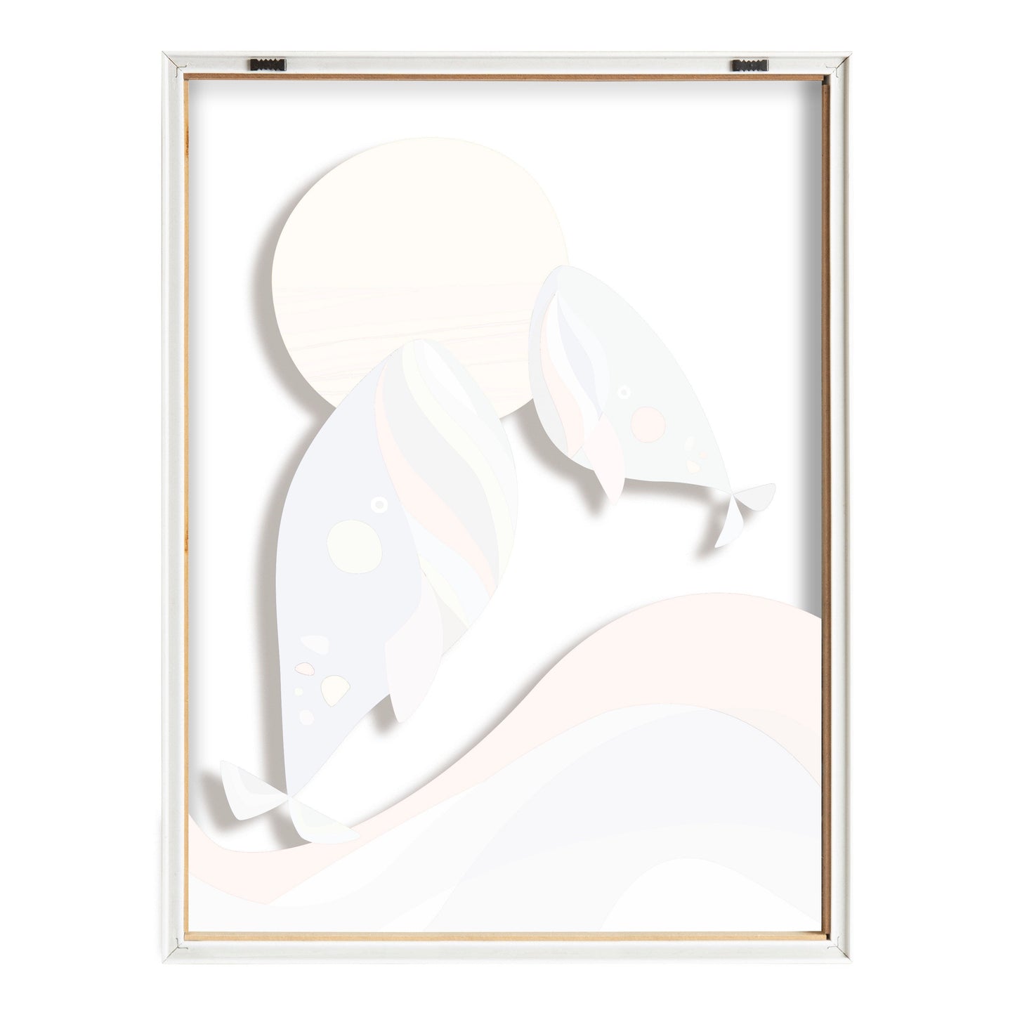 Modern Colorful Whales Framed Glass Wall Art