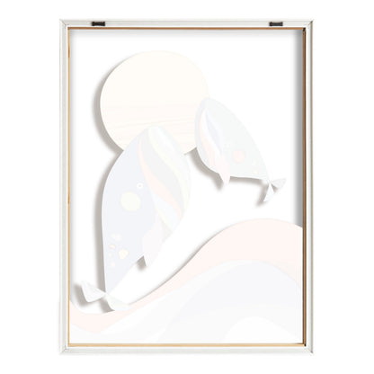 Modern Colorful Whales Framed Glass Wall Art