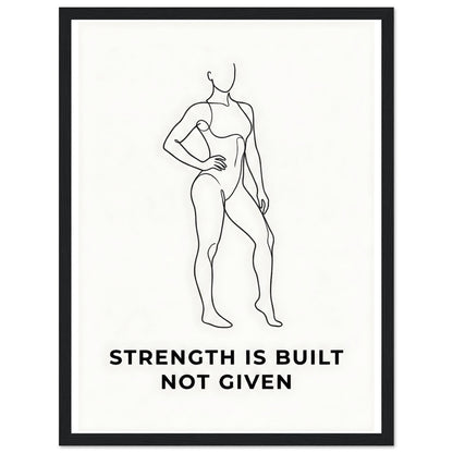 Women Fitness Poster - Strength Is Built Not Given - 20x25 cm / 8x10″ - White frame / Ready-to-hang - Sparkycare