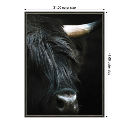 Minimalist Black Highland Cow Close by Michael Schauer Framed Wall Art Print