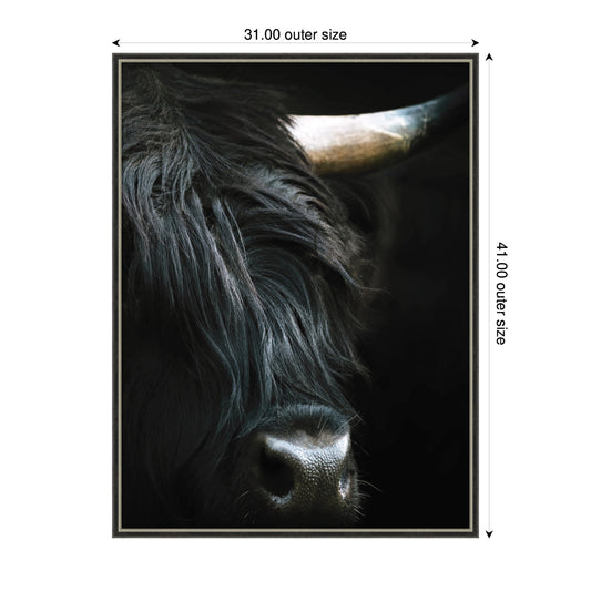 Minimalist Black Highland Cow Close by Michael Schauer Framed Wall Art Print