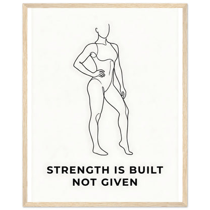Women Fitness Poster - Strength Is Built Not Given - 40x50 cm / 16x20″ - Wood frame / Ready-to-hang - Sparkycare