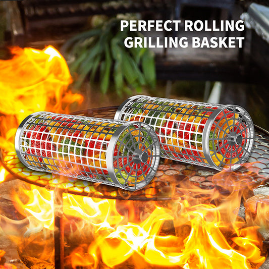 Rolling Grill Basket - Effortless Even Grilling Every Time!