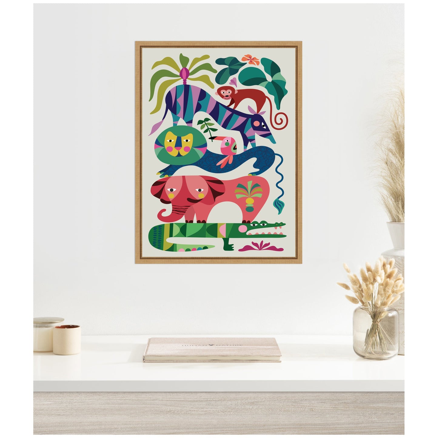 Safari Animals Framed Canvas Wall Art