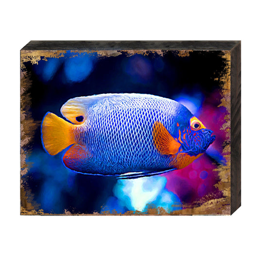 Handcrafted wood tropical fish coastal sea-life wall art
