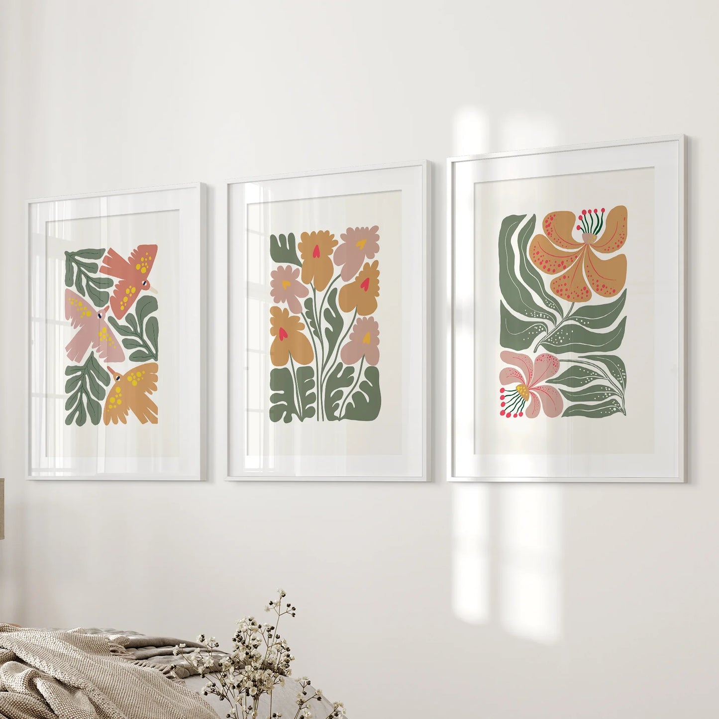 Retro Abstract Botanical Wall Art Set of 3