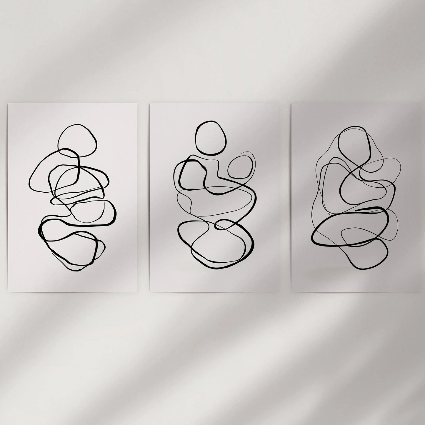 Abstract Figure Line Art Wall Art Set of 3 Minimalist Prints