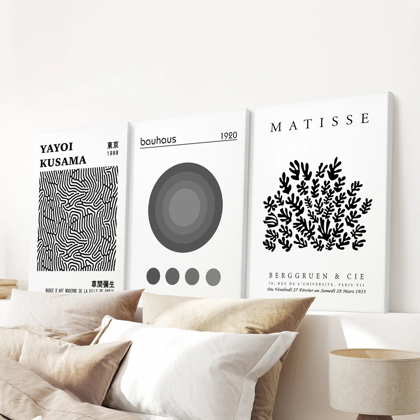 Black and White Abstract Wall Art Poster Set of 3