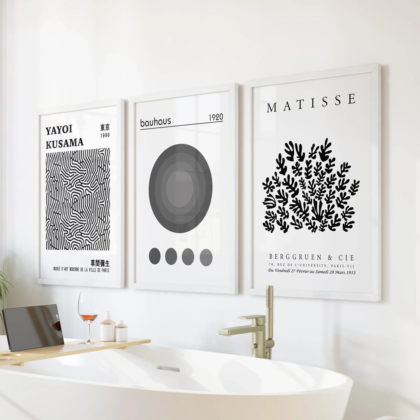 Black and White Abstract Wall Art Poster Set of 3