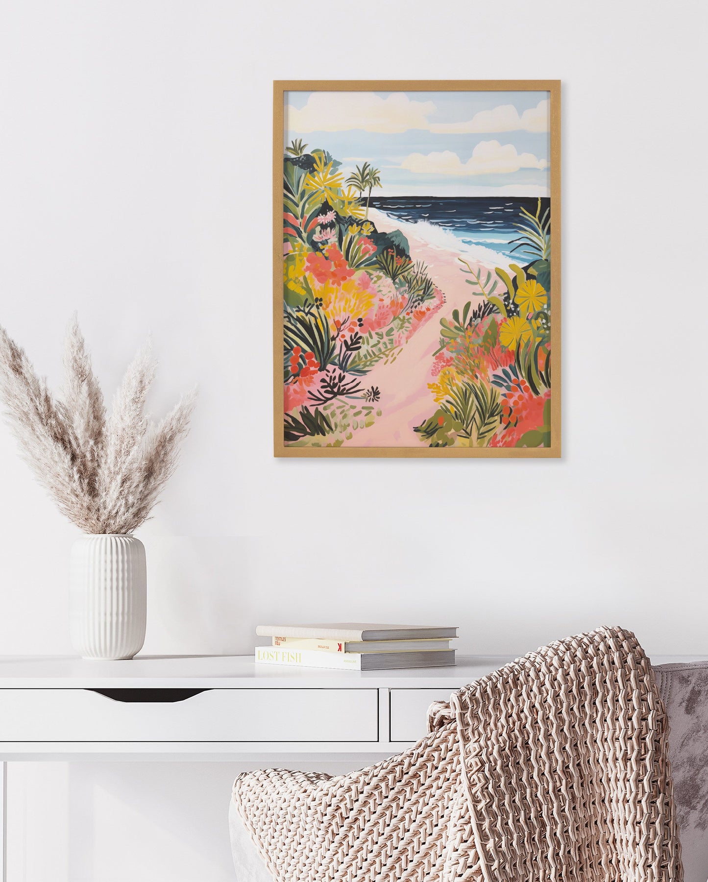 Tropical Ocean Path Coastal Framed Wall Art