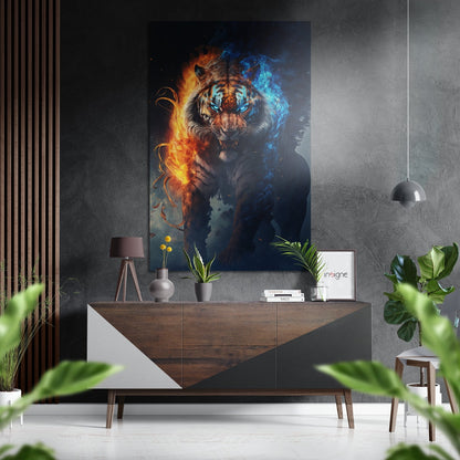 Tiger In Fire metal wall art