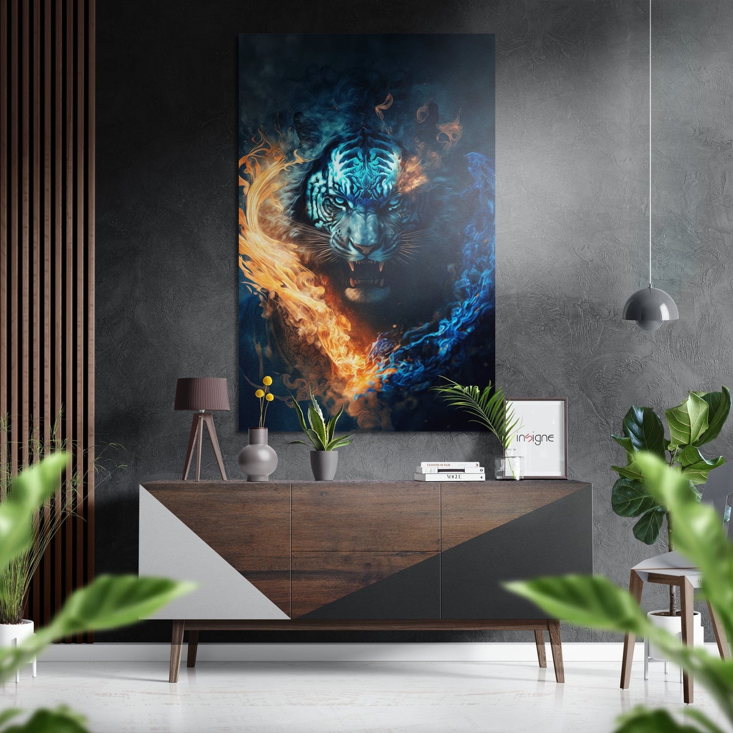 Furious tiger aluminum wall art