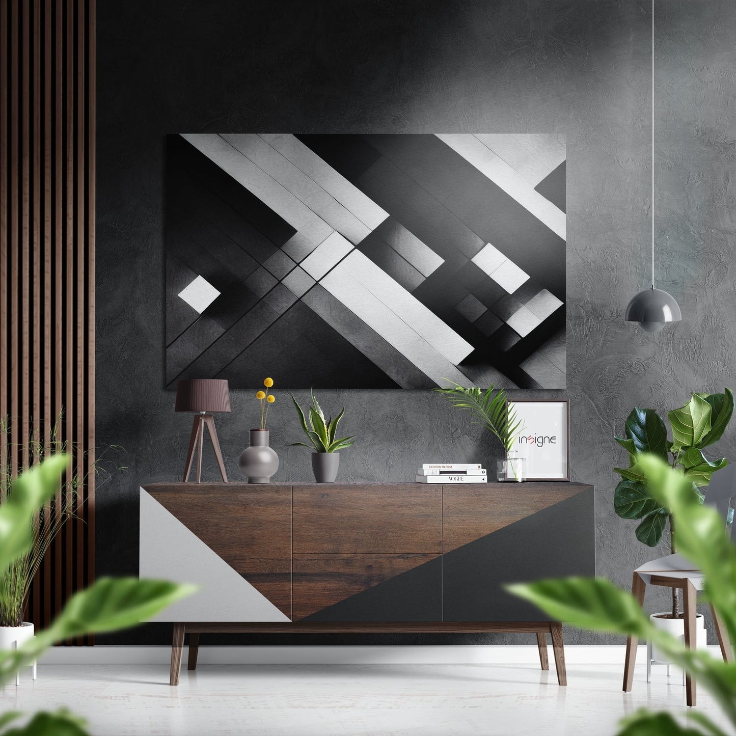 Shapes brushed aluminum dibond metal wall art
