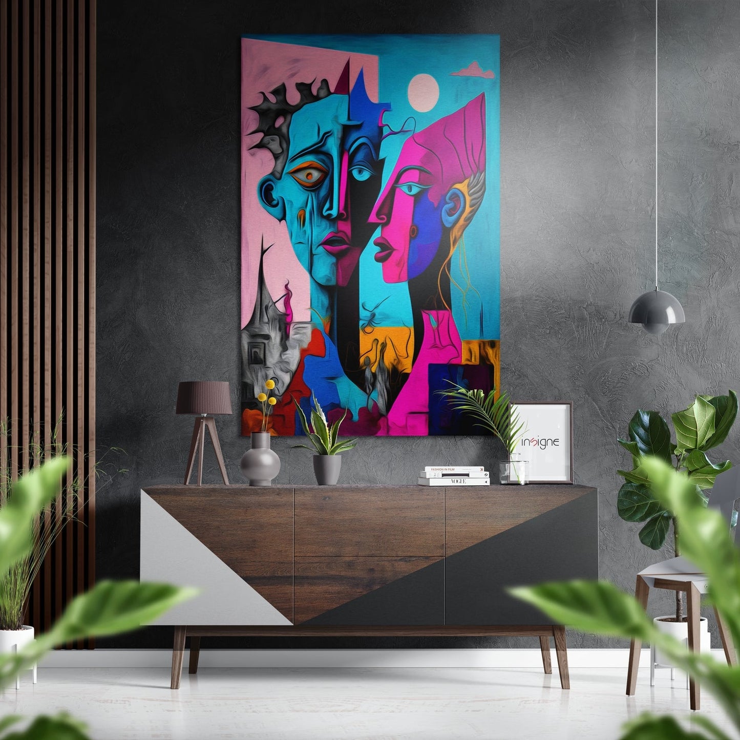 Fragmented Cubist Faces aluminum wall art