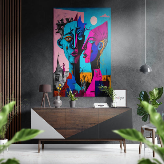 Fragmented Cubist Faces aluminum wall art
