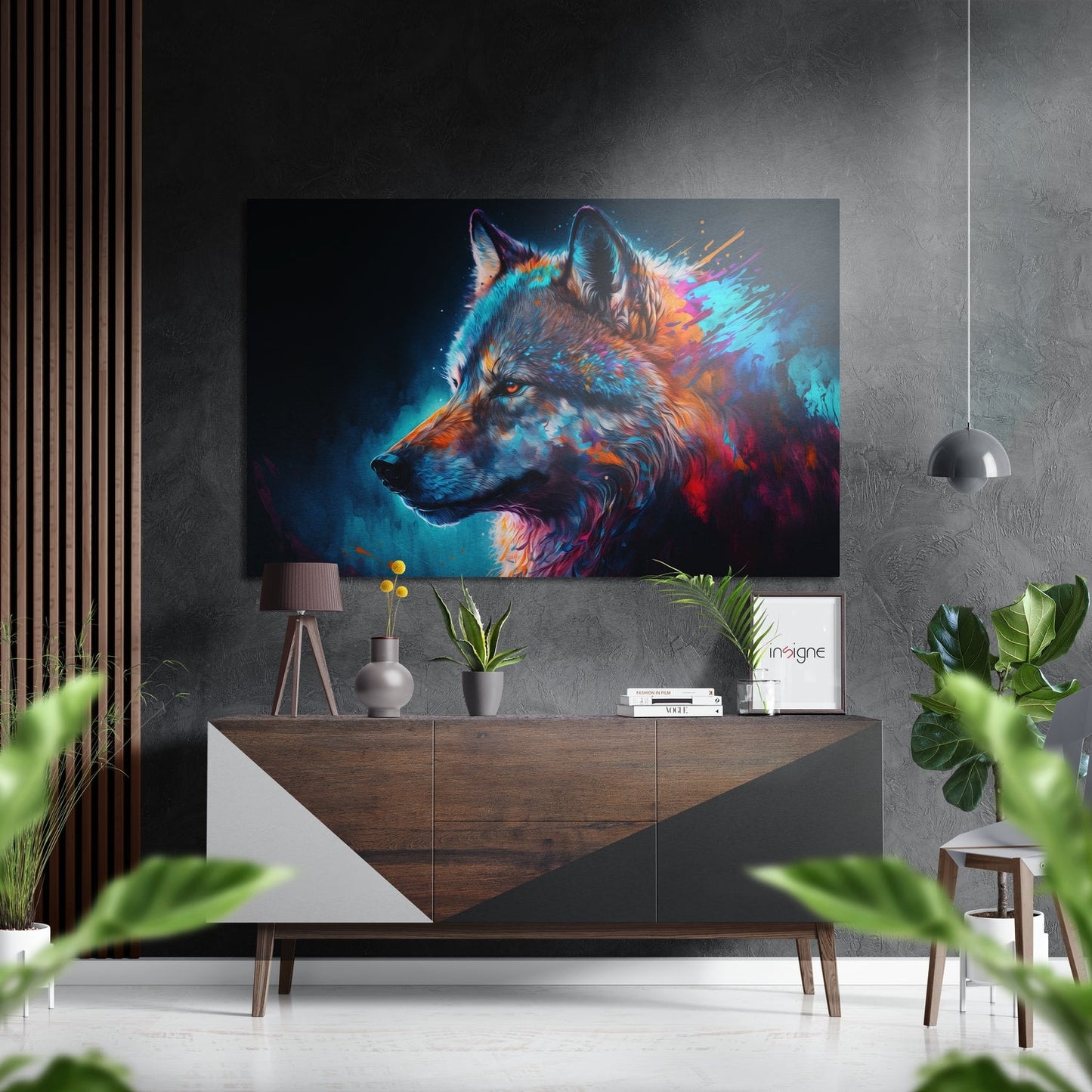 Wolf brushed aluminum dibond wall art print