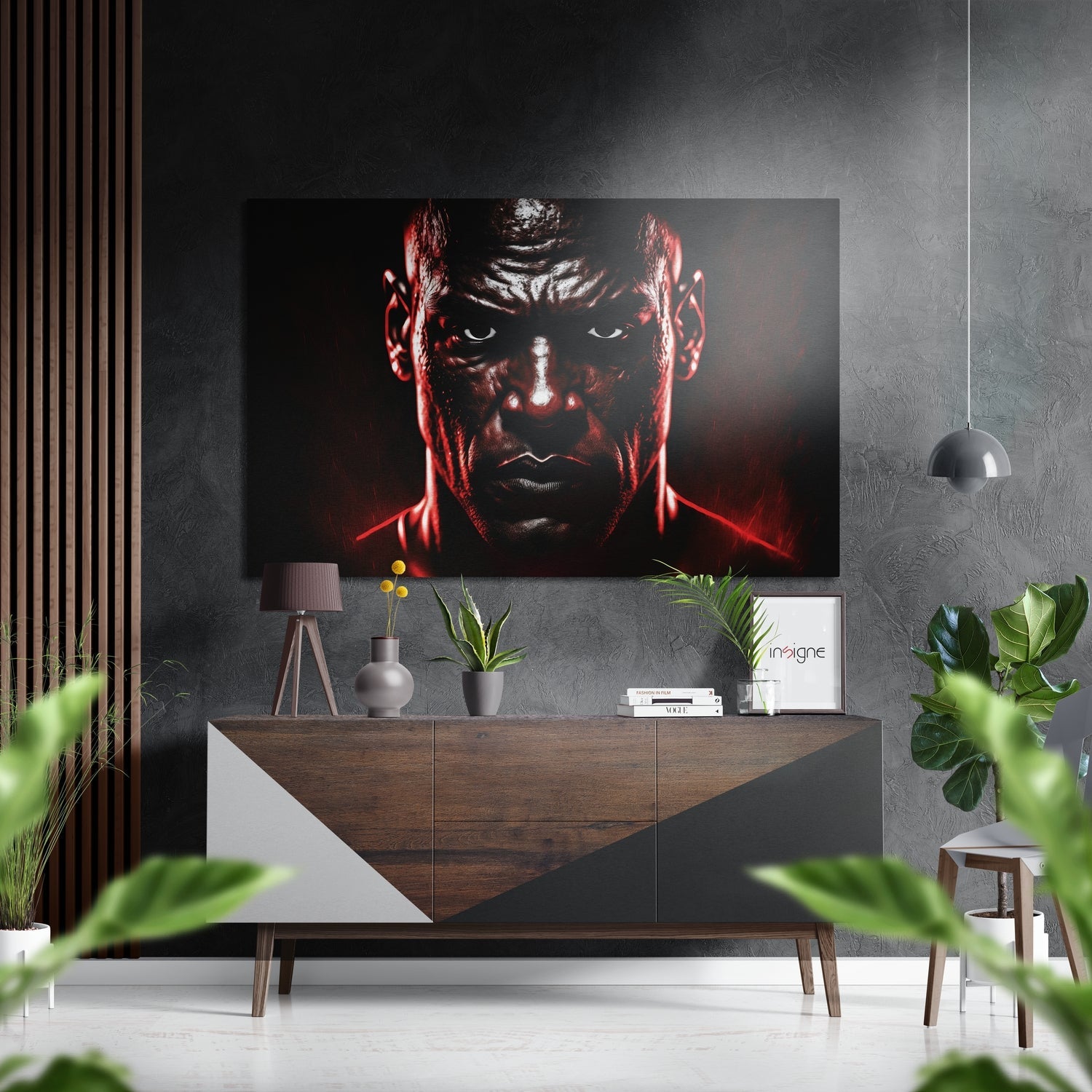 Red Rim Light Fierce Boxer metal wall art sports portrait
