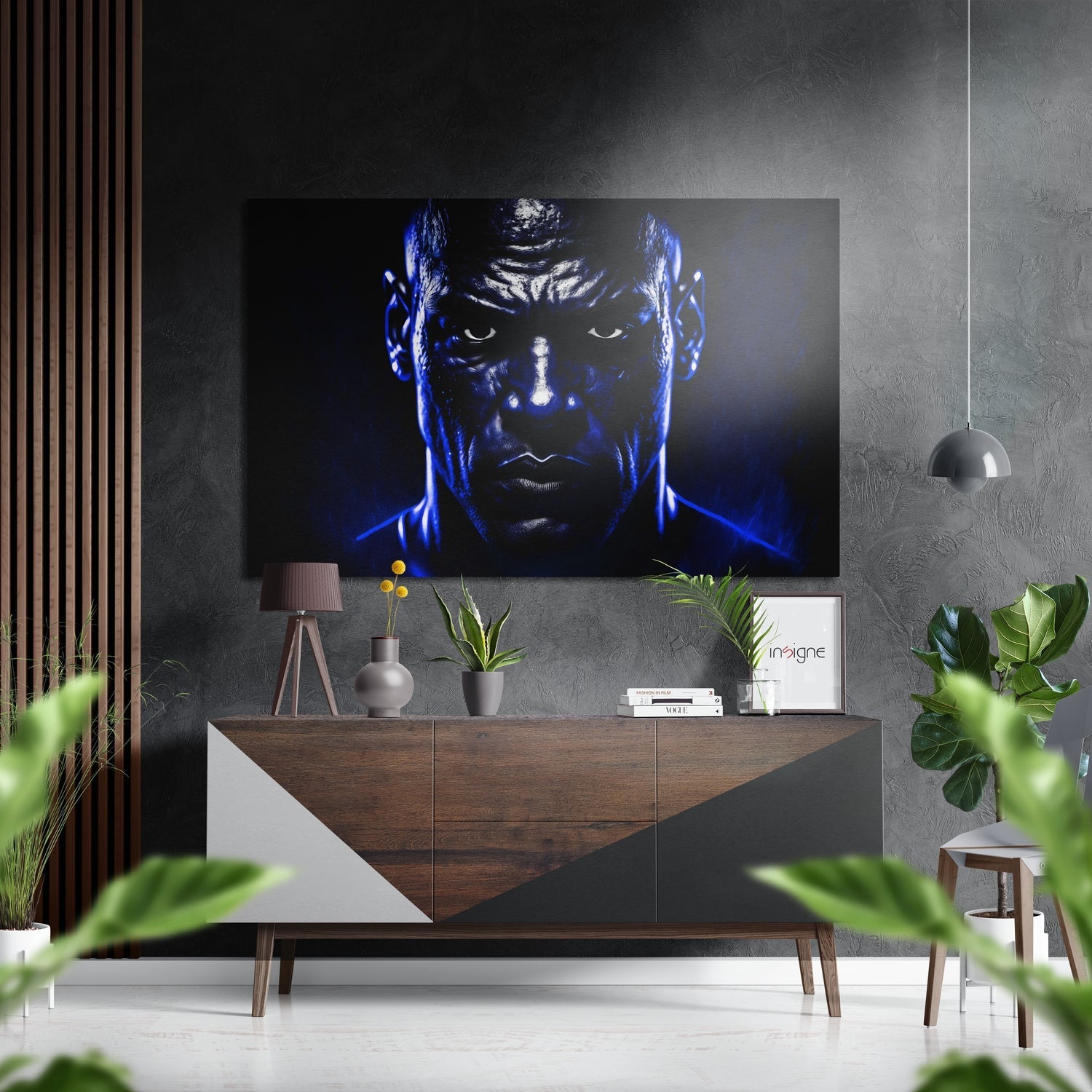 Sapphire Rim Light Boxer Stare metal wall art