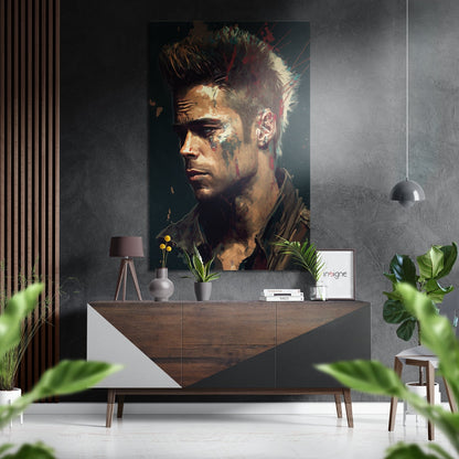 Teal splatter profile metal wall art