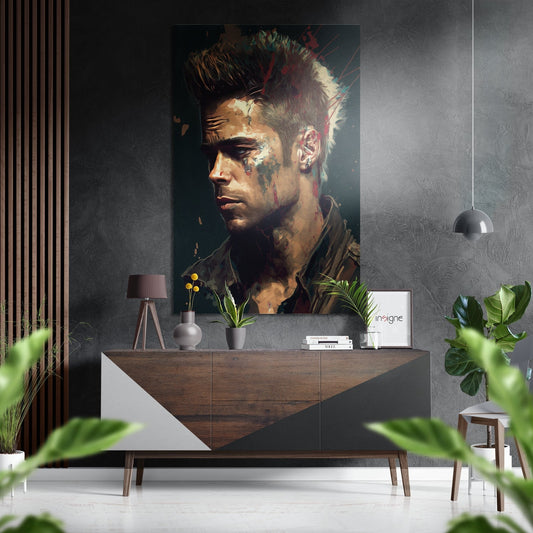 Teal splatter profile metal wall art