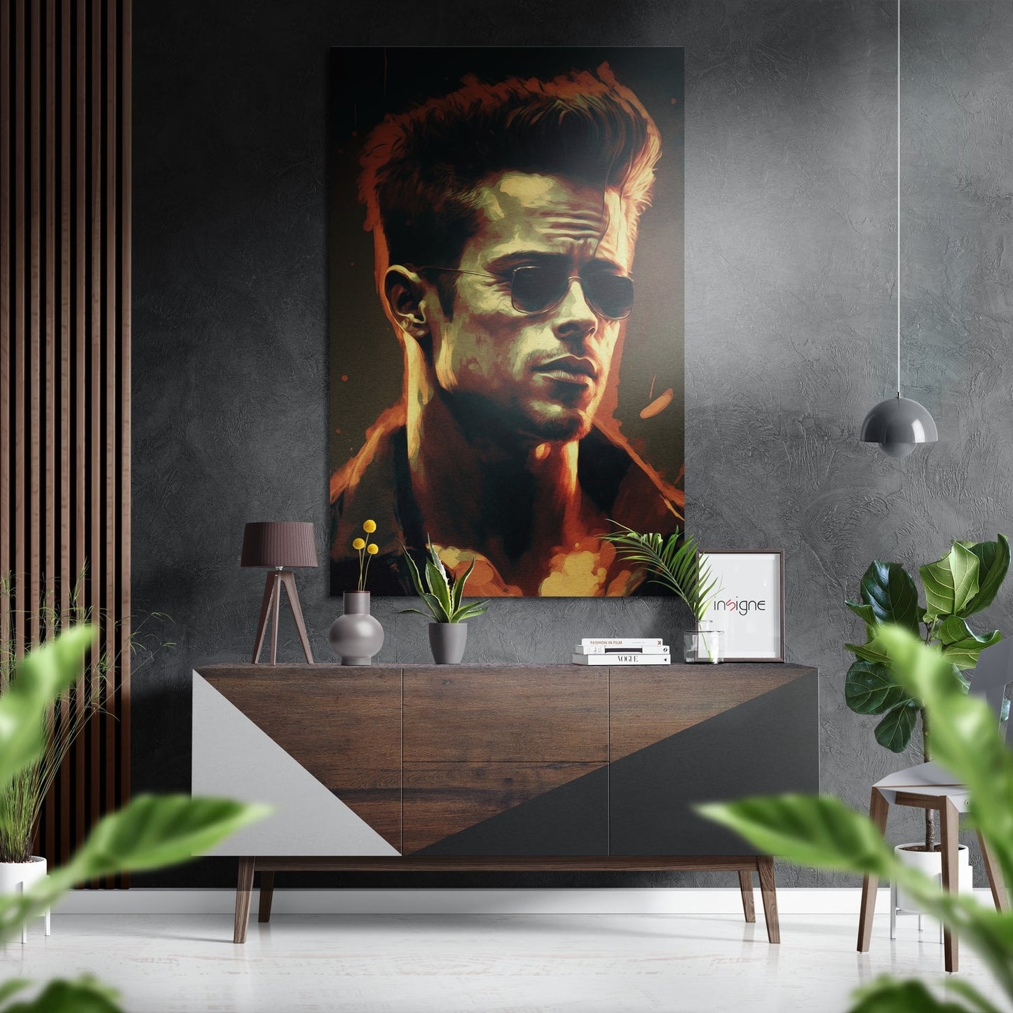 Slick hair man sunglasses metal wall art
