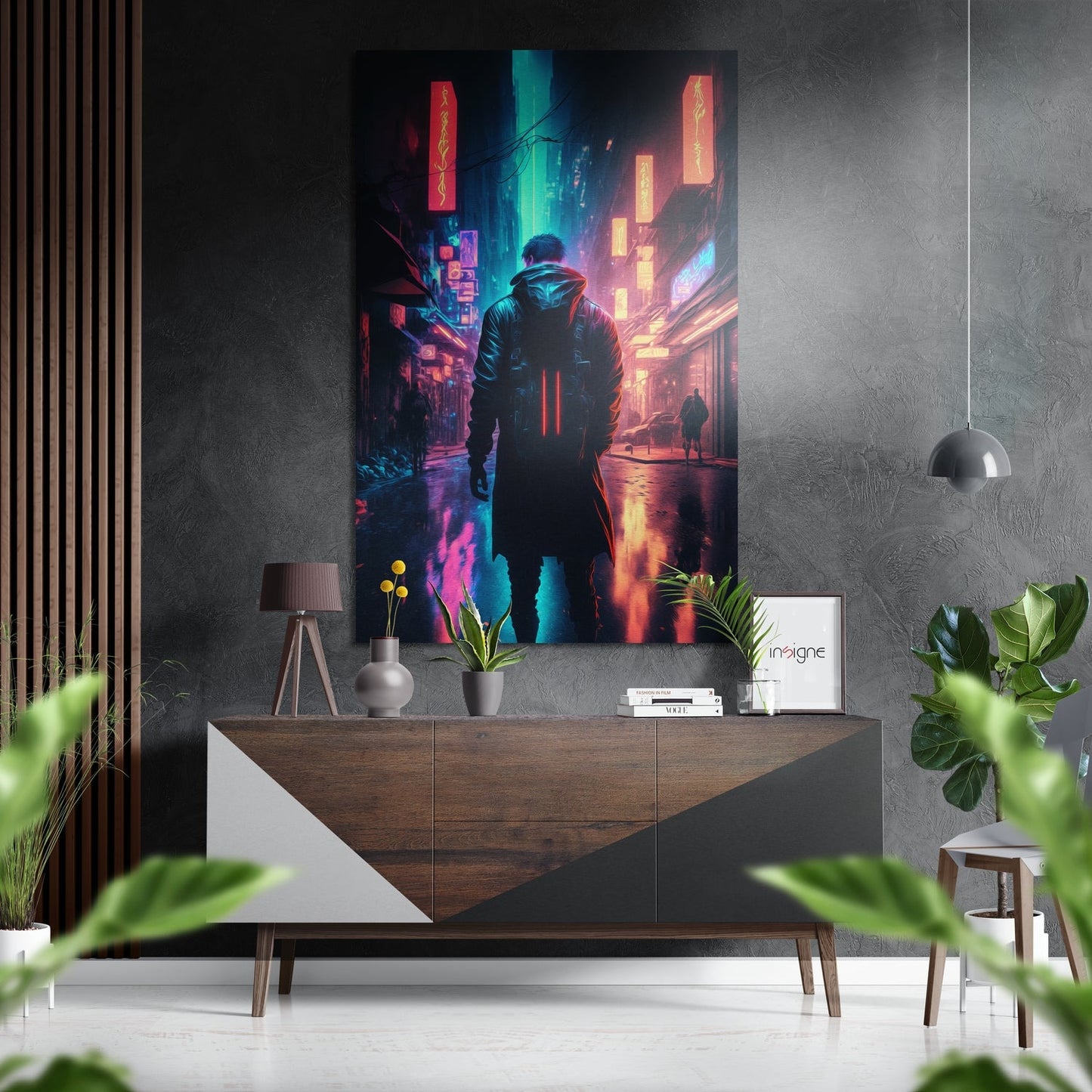 Cyberpunk metal wall art on brushed aluminum dibond