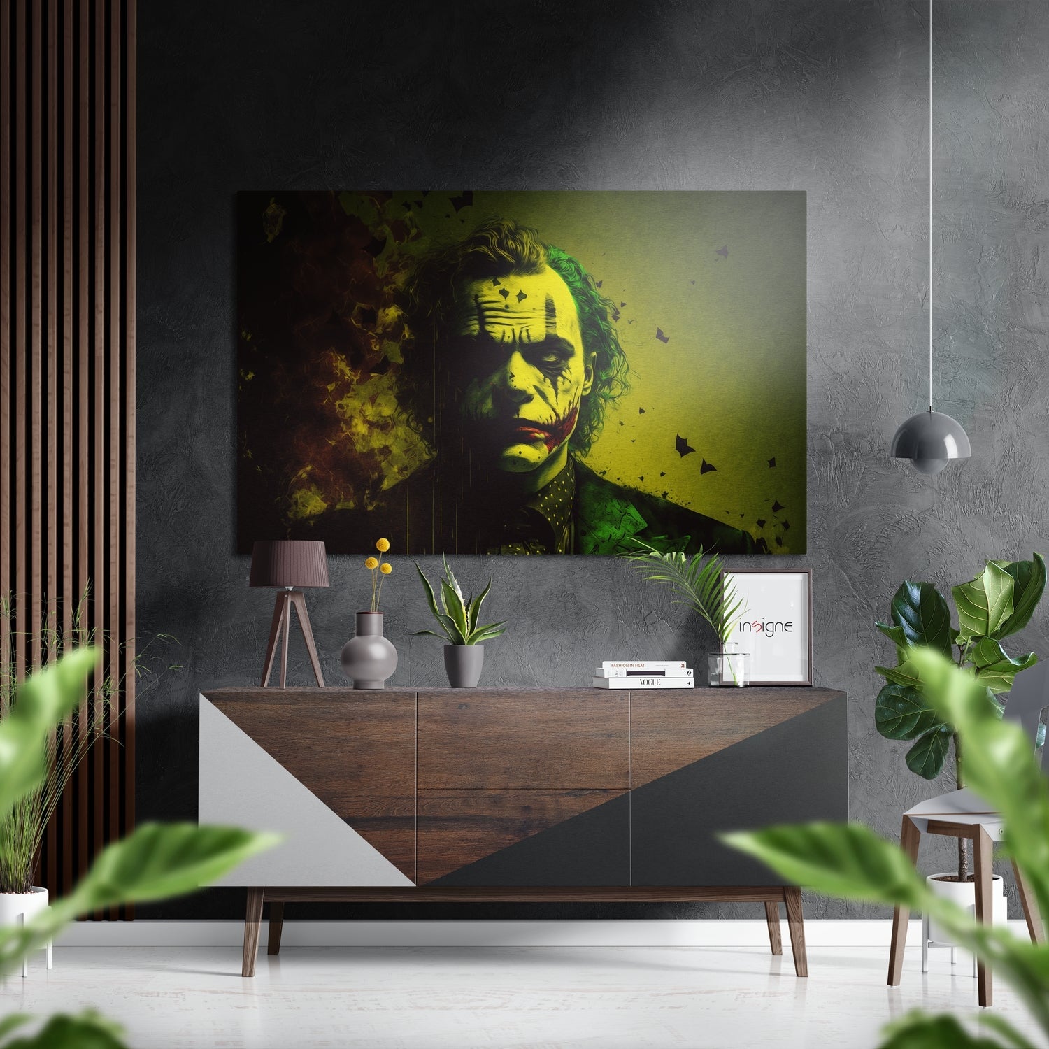 Shattered clown face brushed aluminum metal wall art