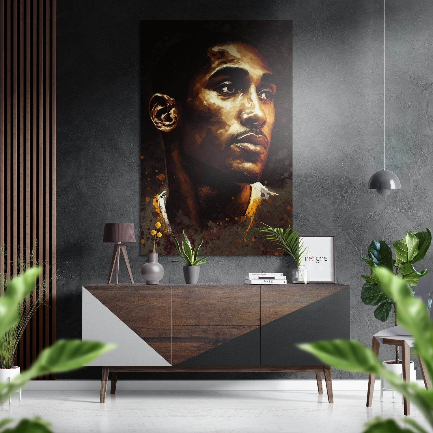 Basketball portrait metal wall art in golden light