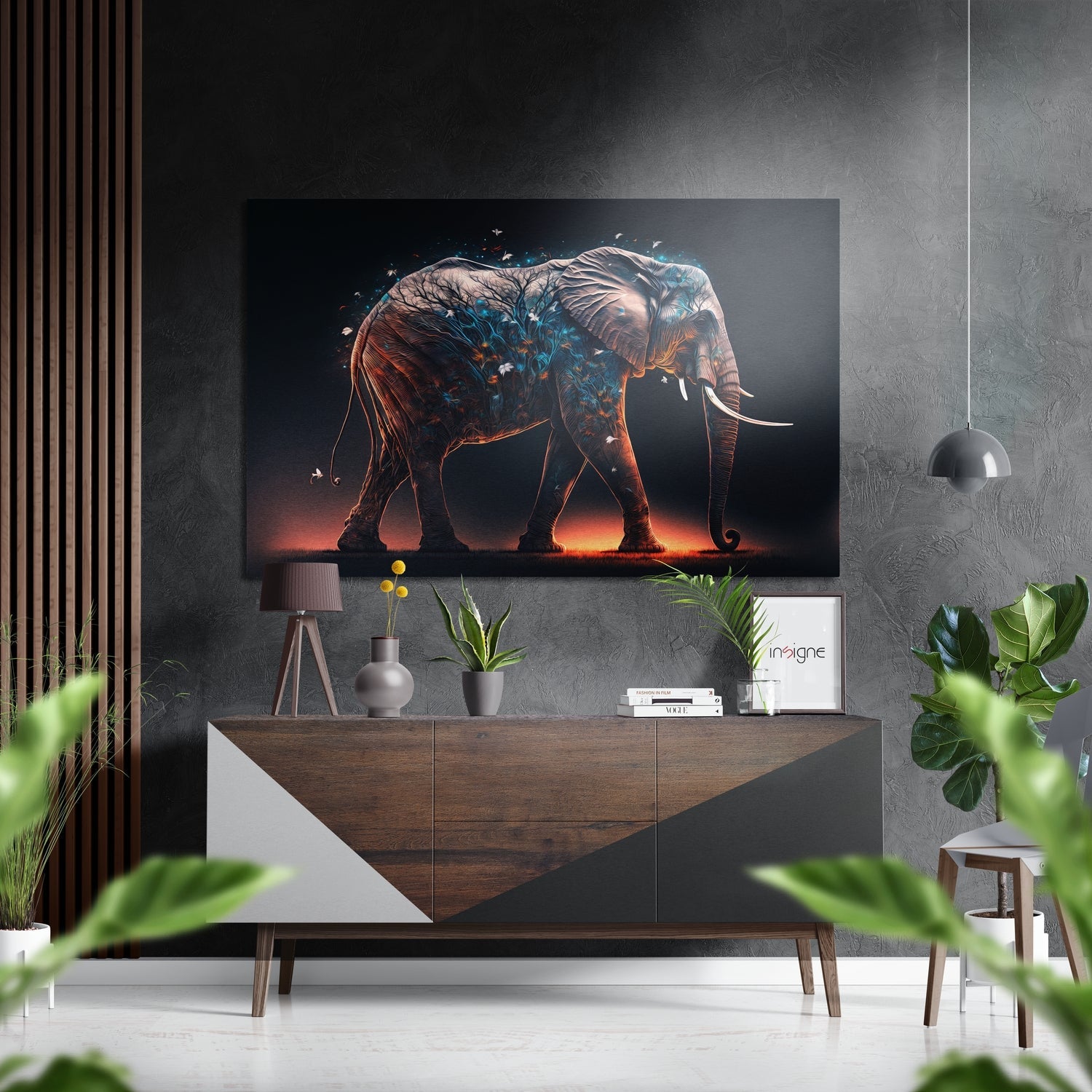 Elephant metal wall art with majestic wildlife design