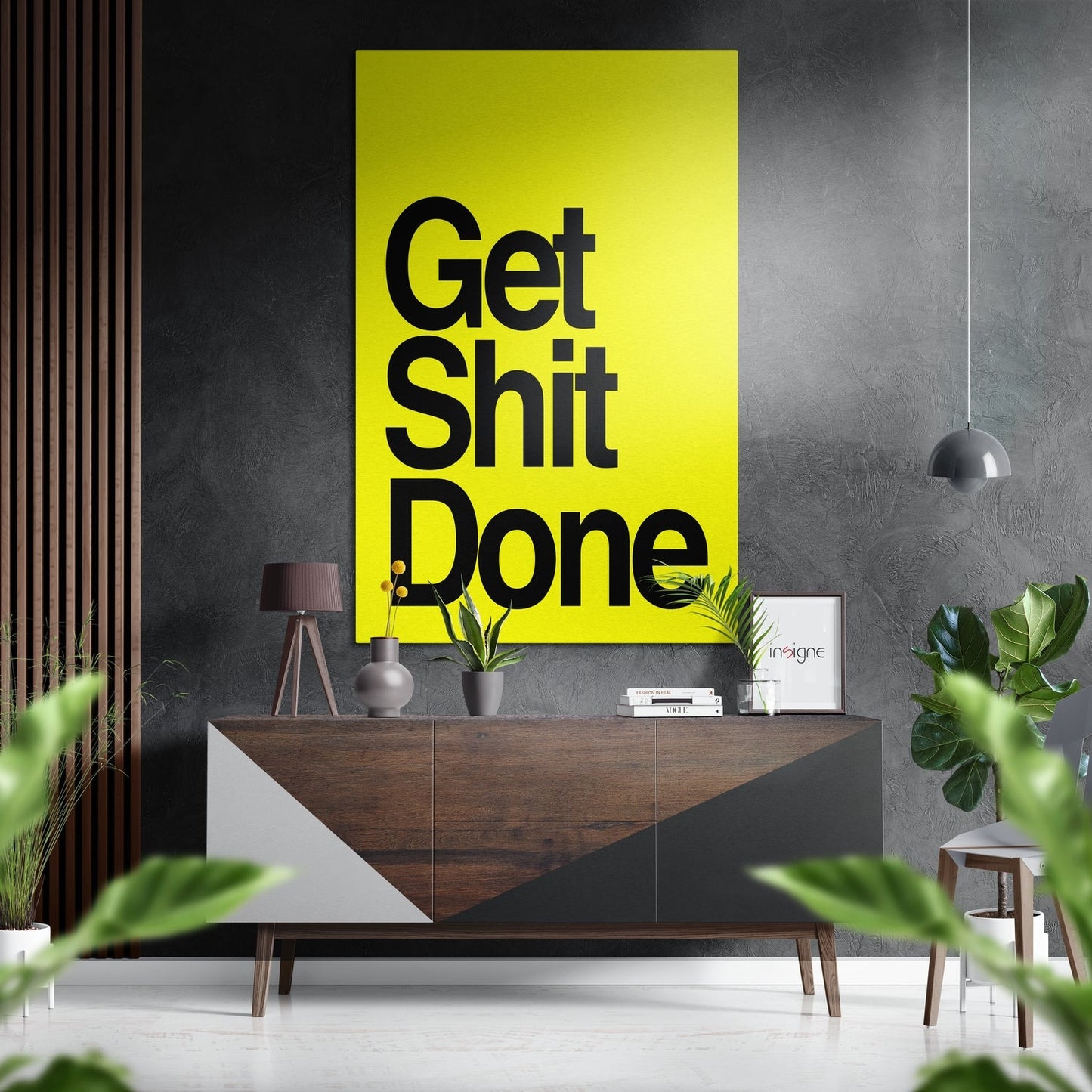 Get Shit Done metal wall art typography design for office decor