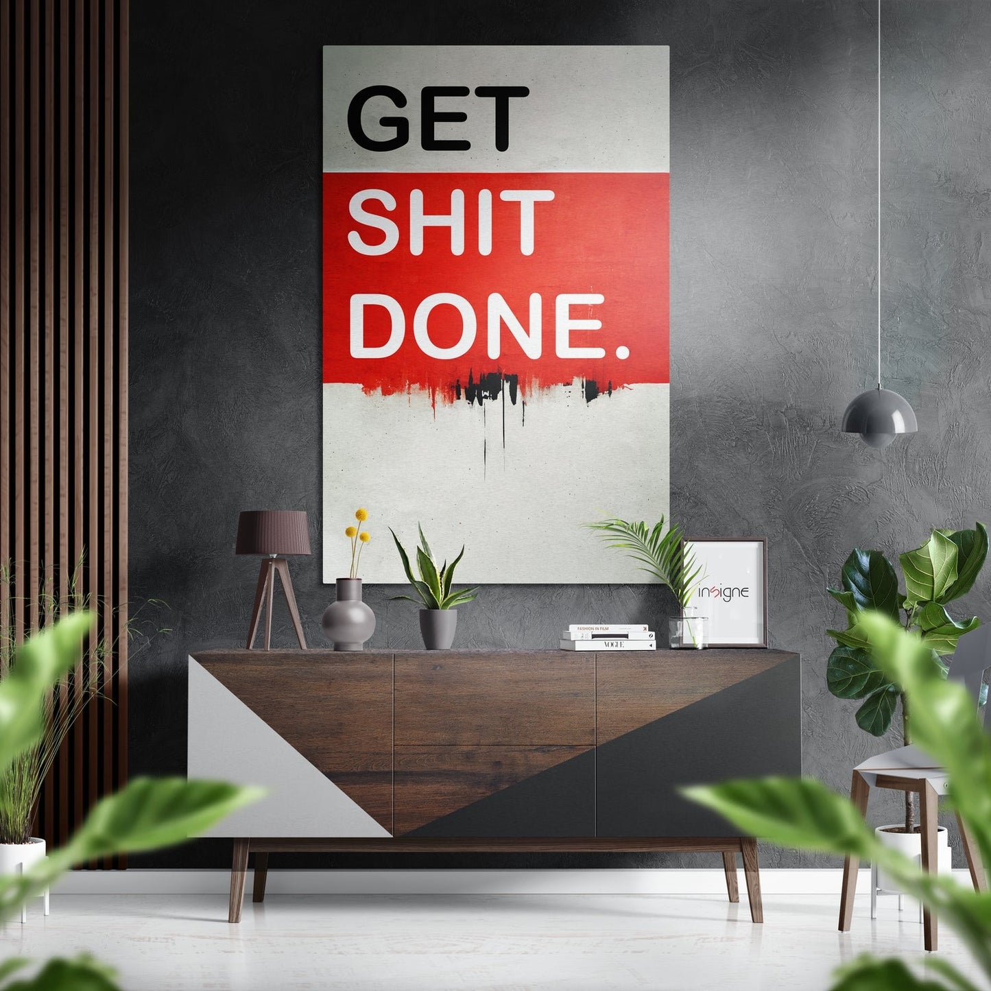 Get Shit Done metal wall art typography design for office decor