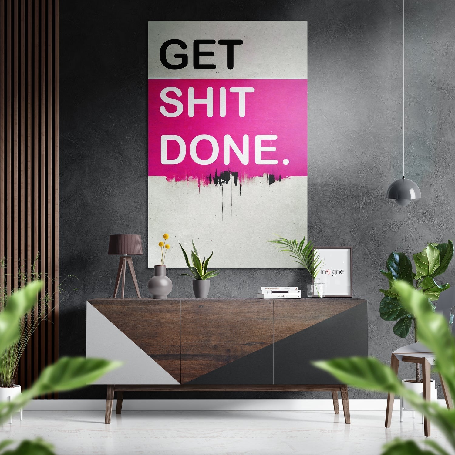 Get Shit Done metal wall art typography design for office decor