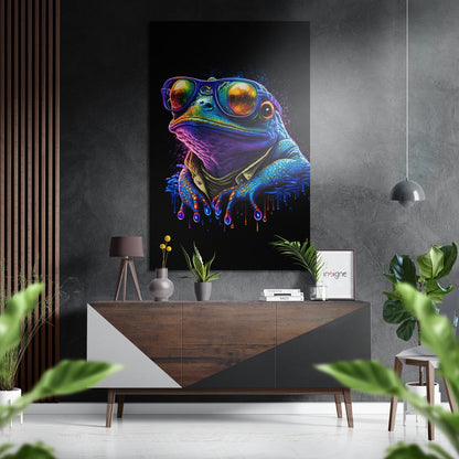 Frog design printed on brushed aluminum Dibond metal wall art