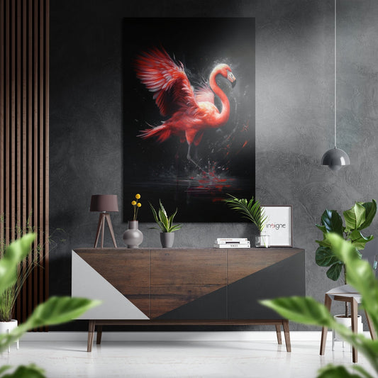 Flamingo wings brushed aluminum dibond wall art print
