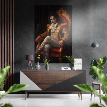 Gold baroque throne portrait metal wall art