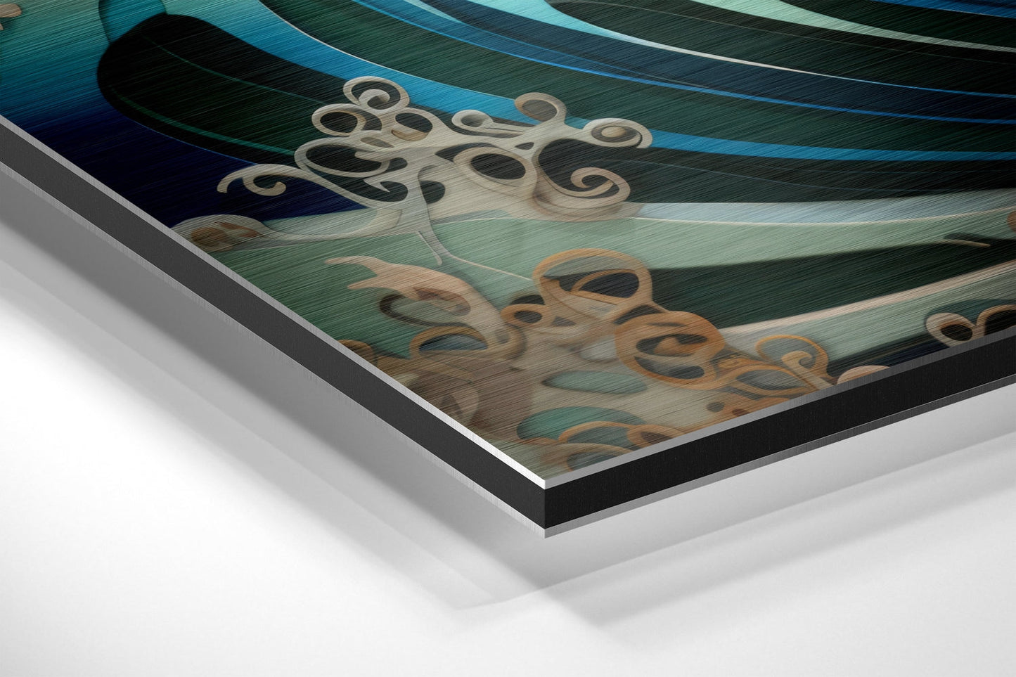Waves and Mountains Brushed Aluminum Wall Art