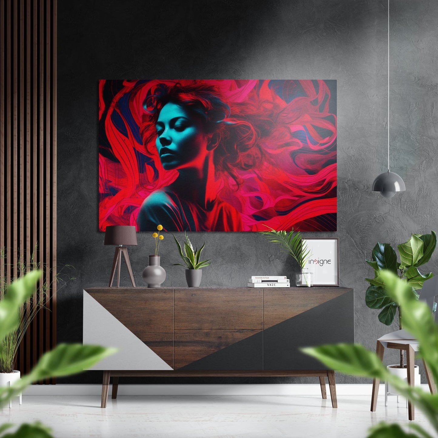Woman and the Red metal wall art