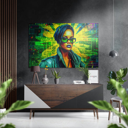 Cool girl portrait metal wall art