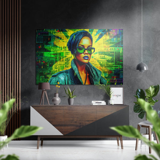 Cool girl portrait metal wall art