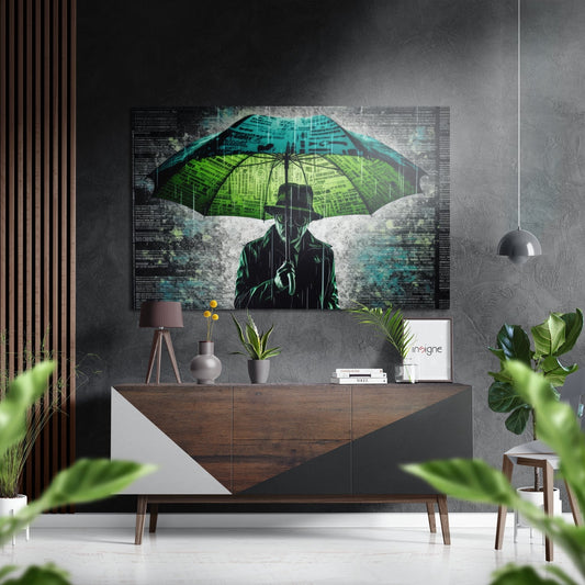 Umbrella brushed aluminum dibond metal wall art