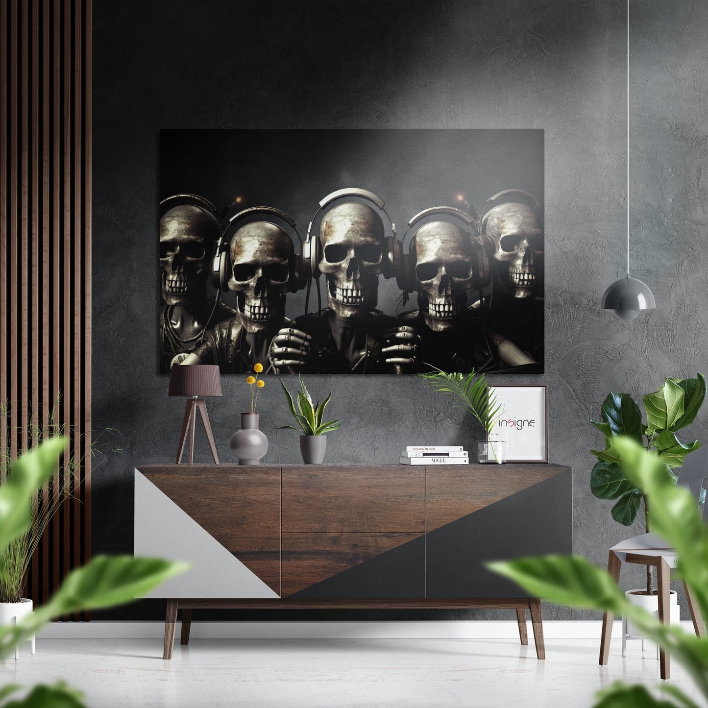 Skulls having fun metal wall art