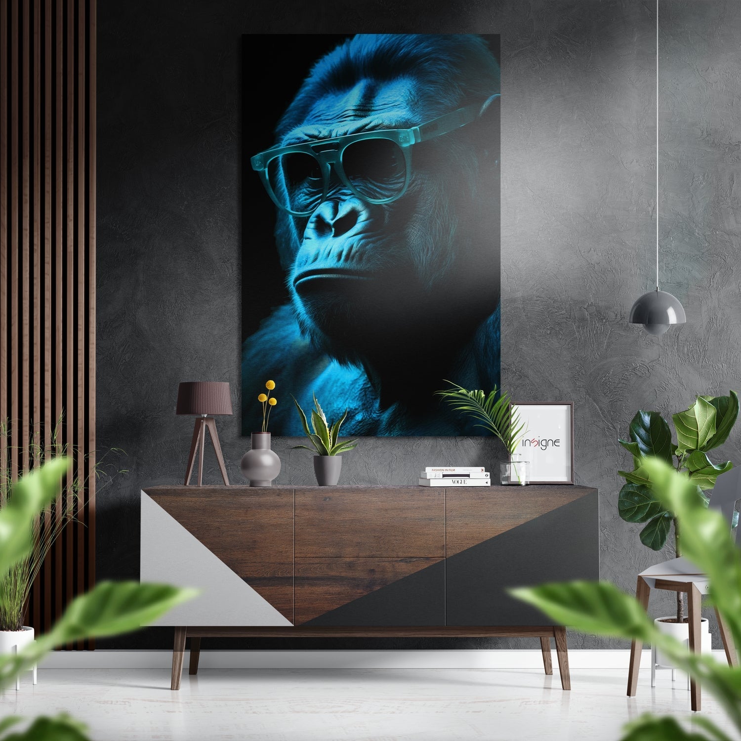 Wise monkey brushed aluminum dibond wall art print