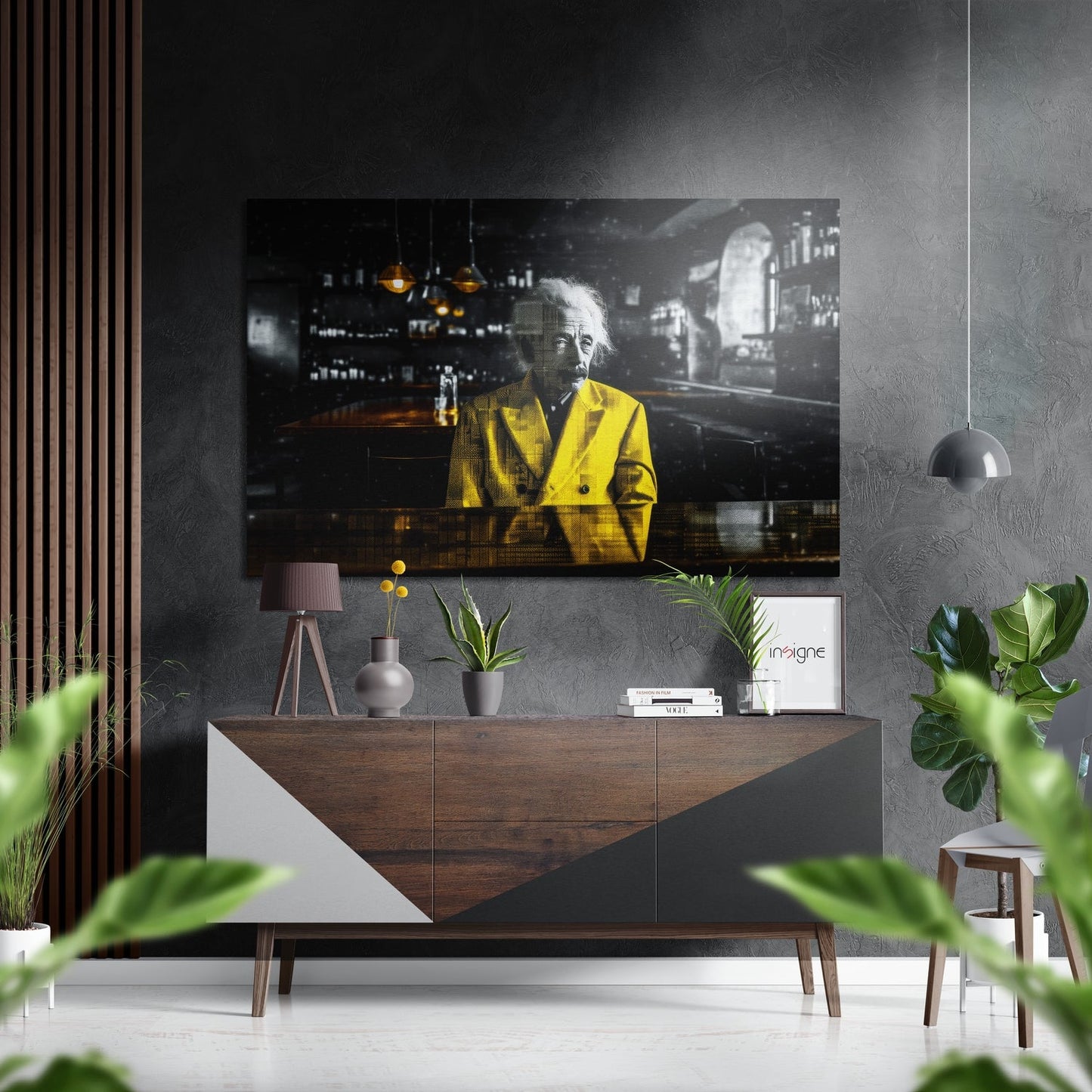 Yellow Blazer Bar Scene Metal Art