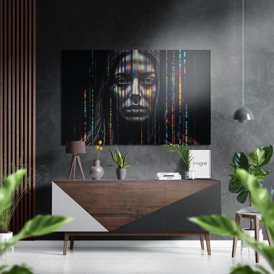 Woman in lines metal wall art